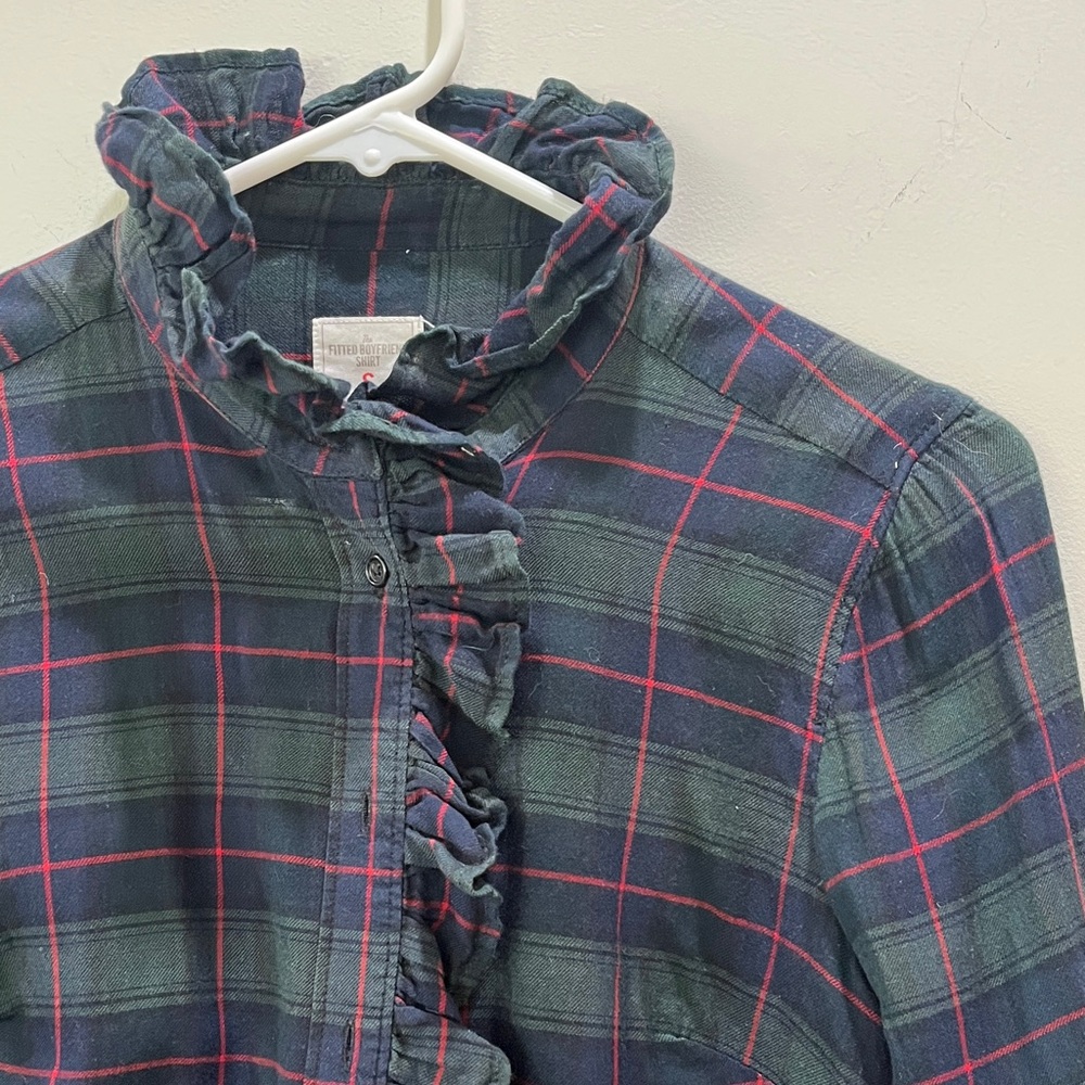 Gap Plaid Ruffle Blouse in Blue and Red